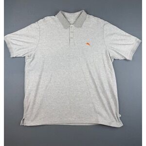 Tommy Bahama Polo Shirt Mens XXL Gray‎ IslandZone Supima Cotton Short Sleeve